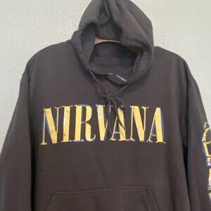 Nirvana Unisex Medium Hoodie Gray Nevermind Y2K Grunge Punk Cobain Sweatshirt‎